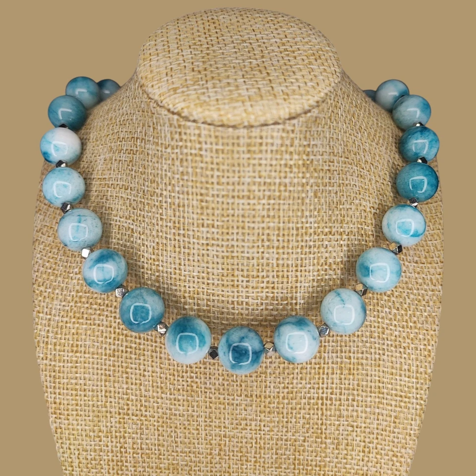 Halskette LARIMAR Perlen 12mm - Bild 2 von 4