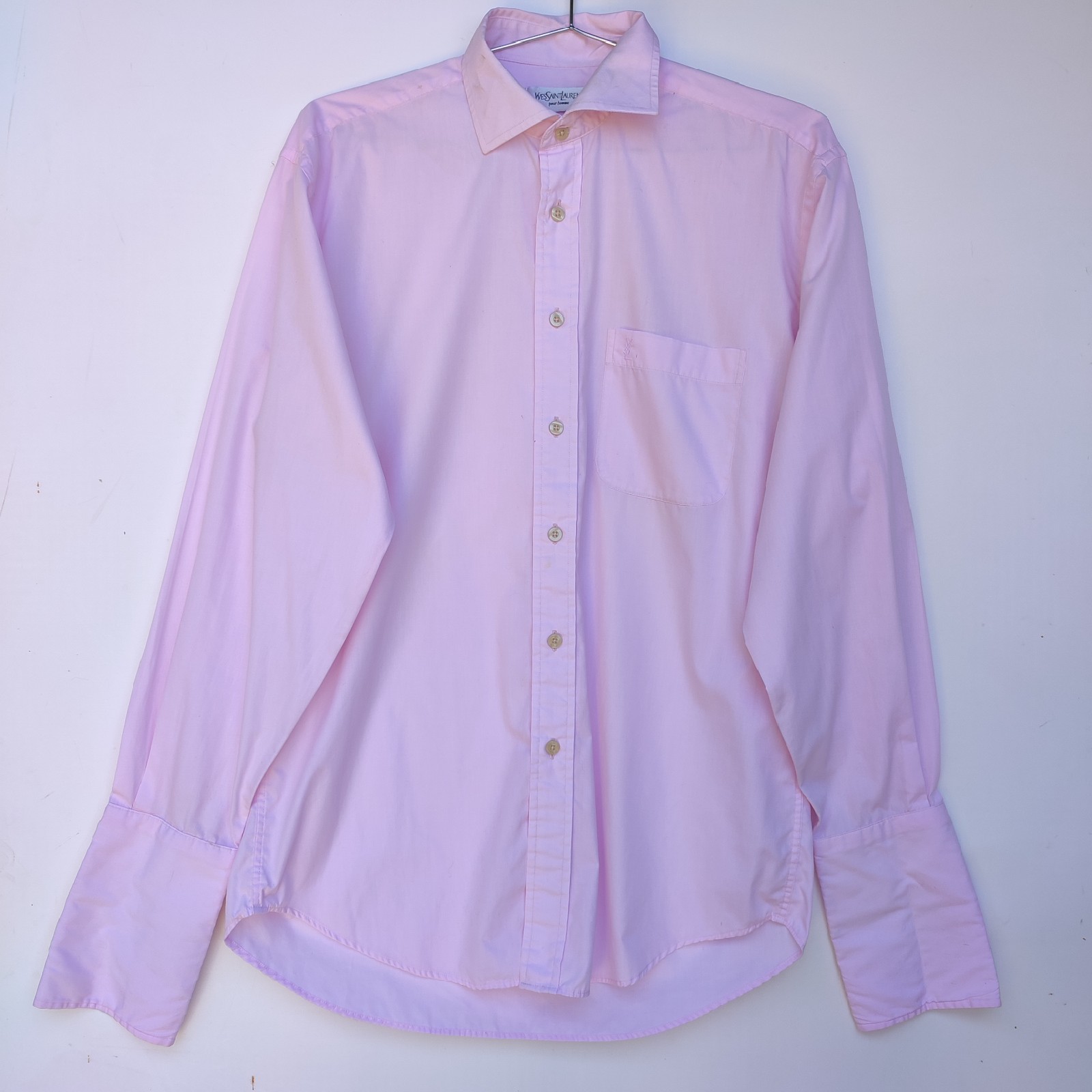 SAINT LAURENT Camicia rosa manica lunga Yves Saint Lauren Uomo Medium 38 15