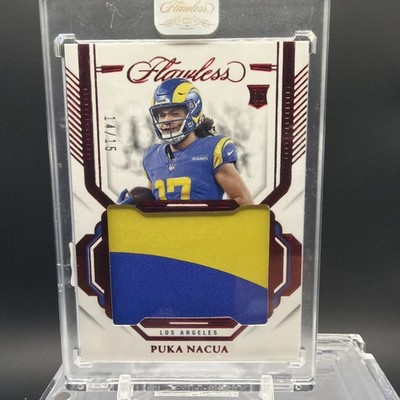 2023 Panini Flawless Rookie Logo Patch Puka Nacua #RP-PNA Ruby /15 Rams