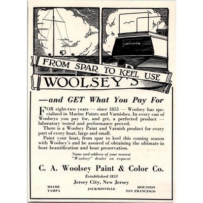 CA Woolsey Paint & Color Co Marine Paints & Varnishes 1935 Yachting Ad SAH8-H1