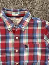 Abercrombie Fitch Plaid Dress Button Down Shirt Mens M Muscle Long Sleeve EUC