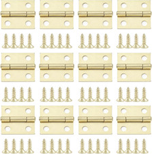 12 Pcs Small Hinges for Wooden Boxes Brass Cabinet Door Furniture Repair Set Kit