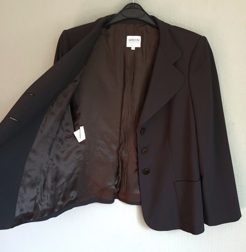 ARMANI COLLEZIONI Pure Wool Skirt Suit Size 40/42 IT - 8/10 UK Brown VGC - Picture 4 of 12