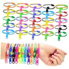 50 PCS Friendship Fidget Zipper Bracelet, 7.67 Inch Neon Colors 7 9 inch