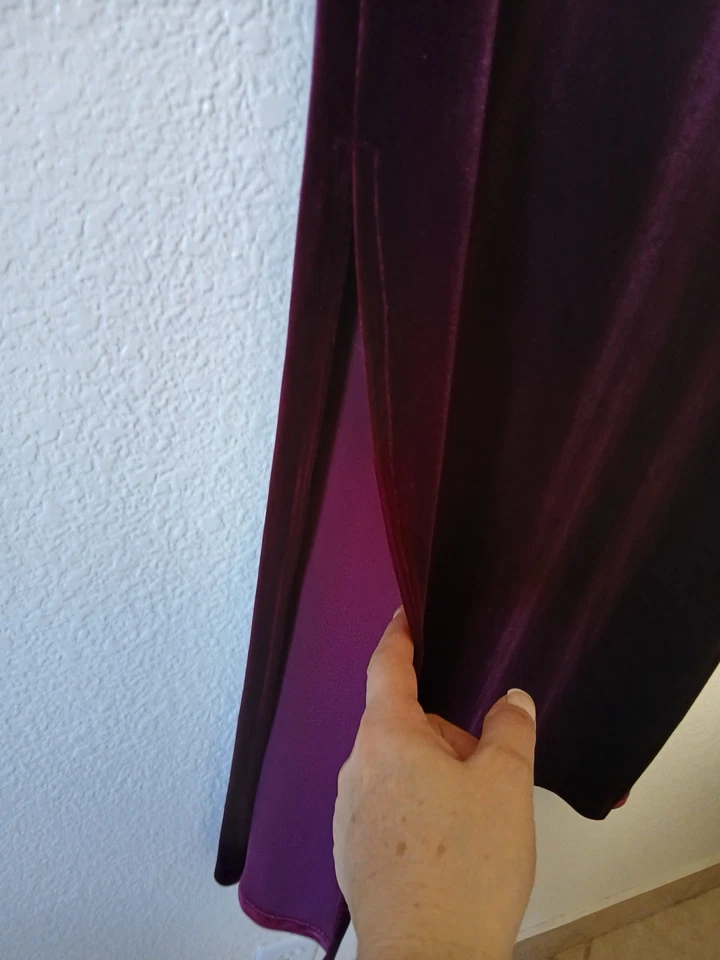 Maxi Falda De Colección STAR C.C.C Mujer Terciopelo M Borgoña Vino Rojo Cintura Elástica Abertura Foto 4 de 4