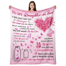 Daughter In Law Blanket From Mom Pink 60x80 Inch Birthday Christmas Gift