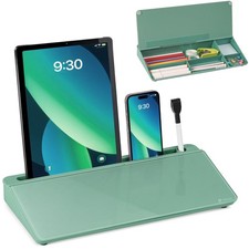 Varhomax Glass Desk Whiteboard with Storage, Dry Erase Memo Board Green