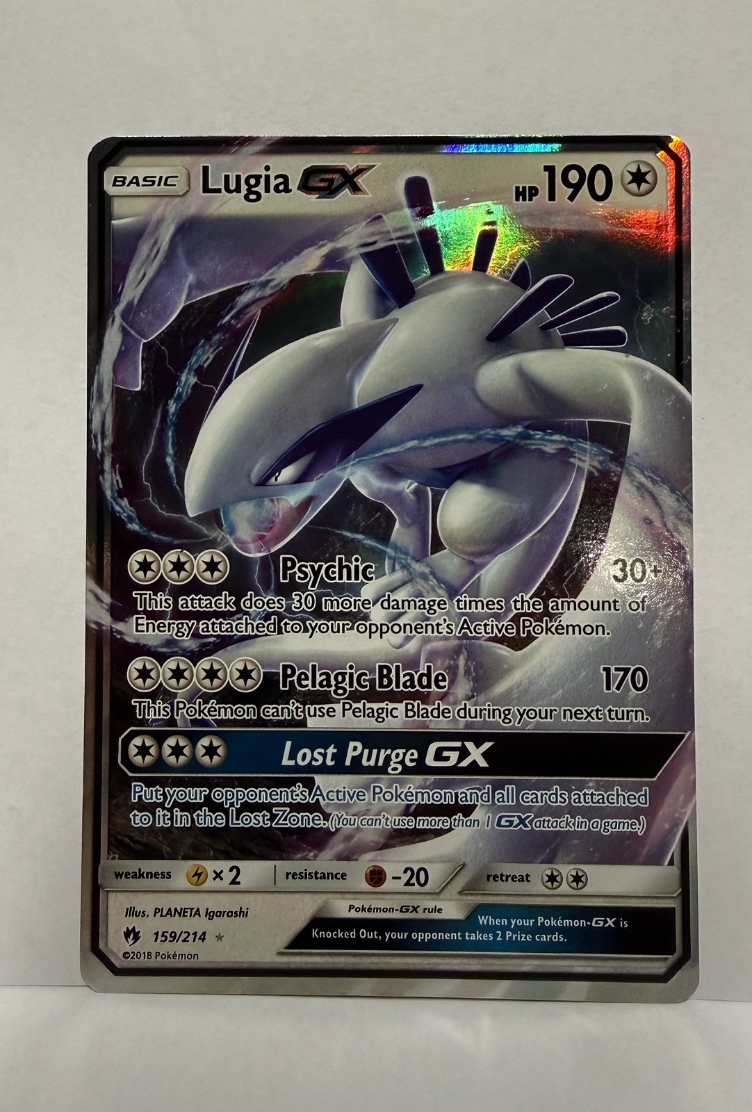 Lugia GX 159/214 Lost Thunder Ultra Rare Holo Pokemon Card LP