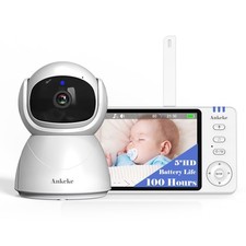 Video Baby Monitor 720P HD, 5" Screen, 2Way Talk, Night Vision, Long Range