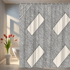 Black and White Striped Shower Curtain   Modern Bathroom Decor