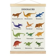 Dinosaur Dino Wall Decor - Baby Toddler Boys Room Wall Art Poster Hanger with...