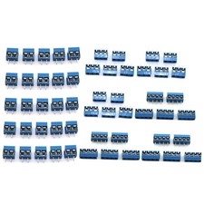 50 PCS PCB Mount Screw Terminal Block Connector 5mm Pitch Blue 2 3 4 Pin