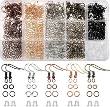 Hypoallergenic Earring Hooks Kit with Jump Rings and Earring Backs, 150 Pcs