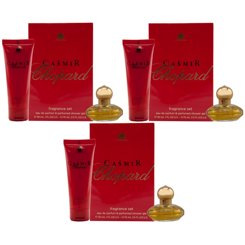 Chopard Casmir Geschenkset 3 Set`s = 3 x 30ml Eau de Parfum + 3 x 75ml Duschgel
