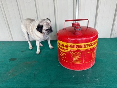 Vintage Eagle 5 Gallon Galvanized Red Vented Gas Can Model 505 Clean Inside