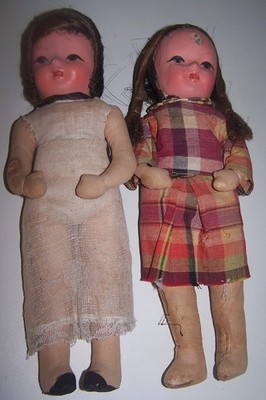 2 VINTAGE DOLLS - LIKELY RUSSIAN - AS DESCRIBED - CIRCA 1930's - 12 & 1/4" HEIGH