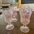 Vintage Indiana Depression Pink Goblets  water/Wine Glasses set of 4