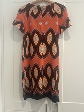 Women’s Size 12 Geometric Print Shift Dress Orange Black Boho Festival Summer