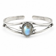 Handcrafted, Silver Plated Bangle Gem Bracelet