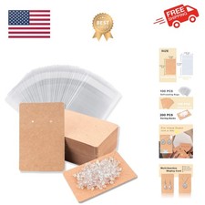 Earring Display Cards with 100 Pcs Earring Holder Cards 200 Pcs Earring Backs...