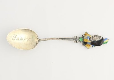 Banff Alberta Canada Indian Souvenir Spoon - Sterling Silver Enamel Collectors