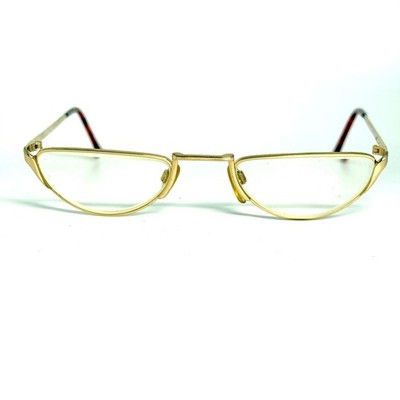 Vintage Gold Half Moon Reading Glasses Paris 48-18-145 Red Tortoise Tips