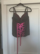 Cacique Bustier Corset Bra Top/ Pink Black/ Size 14/16 / New With Tags