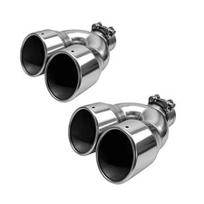 2.5 Inlet 7 Out 8.5 Long Silver Stainless Steel Tips Dual Exhaust Tail Pipe