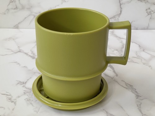 Vintage 4er Set Tupperware Ernte Farben Kaffeetassen Tassen mit Untersetzer Neu Neu NOS - Bild 11 von 21