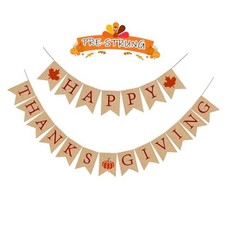 Happy Thanksgiving Banners, Burlap Thanksgiving Party Decorations, Happy Fall