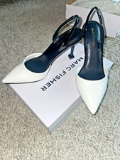 Marc Fisher Hadya Pump in Black/White Patent Synthetic, size 7M