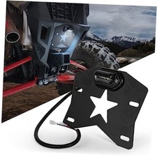 ATV UTV License Plate Bracket Holder Frame with LED Light Universal for