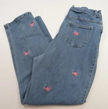 Vintage Quacker Factory Mom JeansAmerican Flag Embroidery Women’s 16 fits 32x29