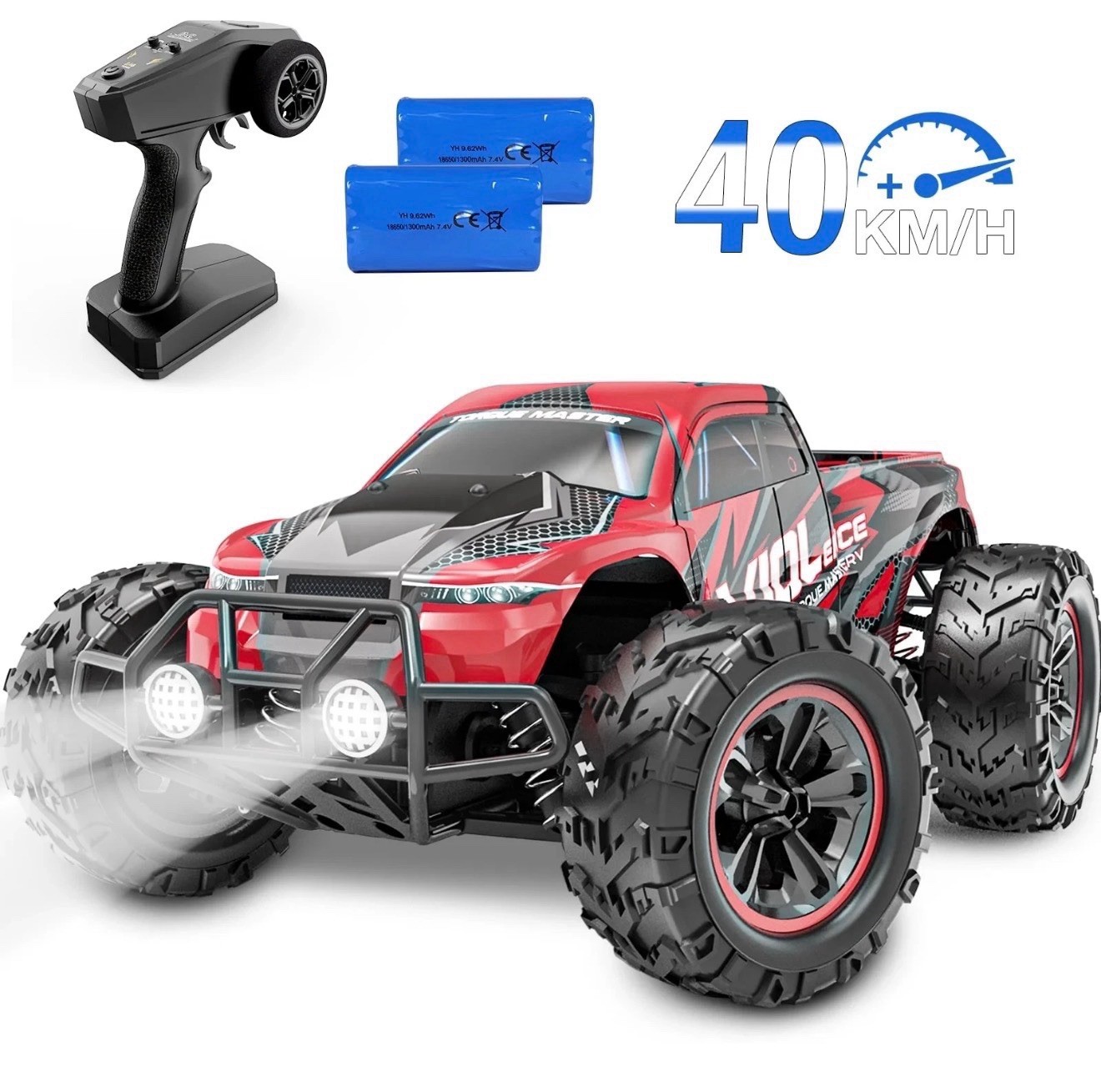 30+ Mph High Speed 4wd Remote Control Truck W/ 2 Batteries
