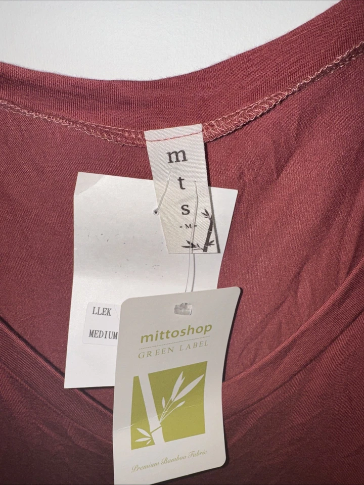 NWT Women's Mittoshop Green Label  V Neck LS Top Size Med Orange Bamboo Fabric - Image 2 of 4