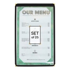 Single Restaurant Menu Covers - Set of 25 Menu Holders for Restaurant - Black...