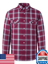 VANDISI Men's FR Flame Resistant Welding Shirt 6.5oz Cotton Long Sleeve