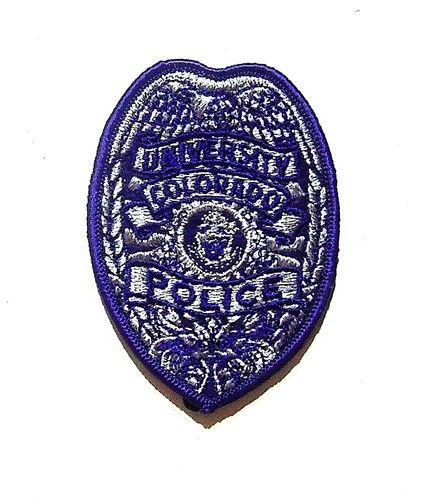 University Of Colorado Police Patch Sew On Shoulder Badge Blue Silver Tone