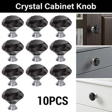 10Pcs Crystal Glass Cabinet Knob Diamond Shape 30mm Drawer Cupboard Handle Pull