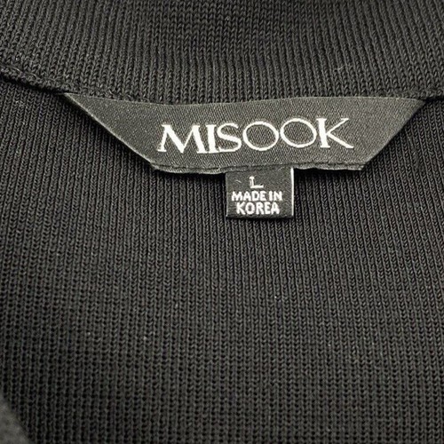Misook Ponte Faux Leather Blazer Jacket Size Large Black Patch Boxy - Picture 5 of 8