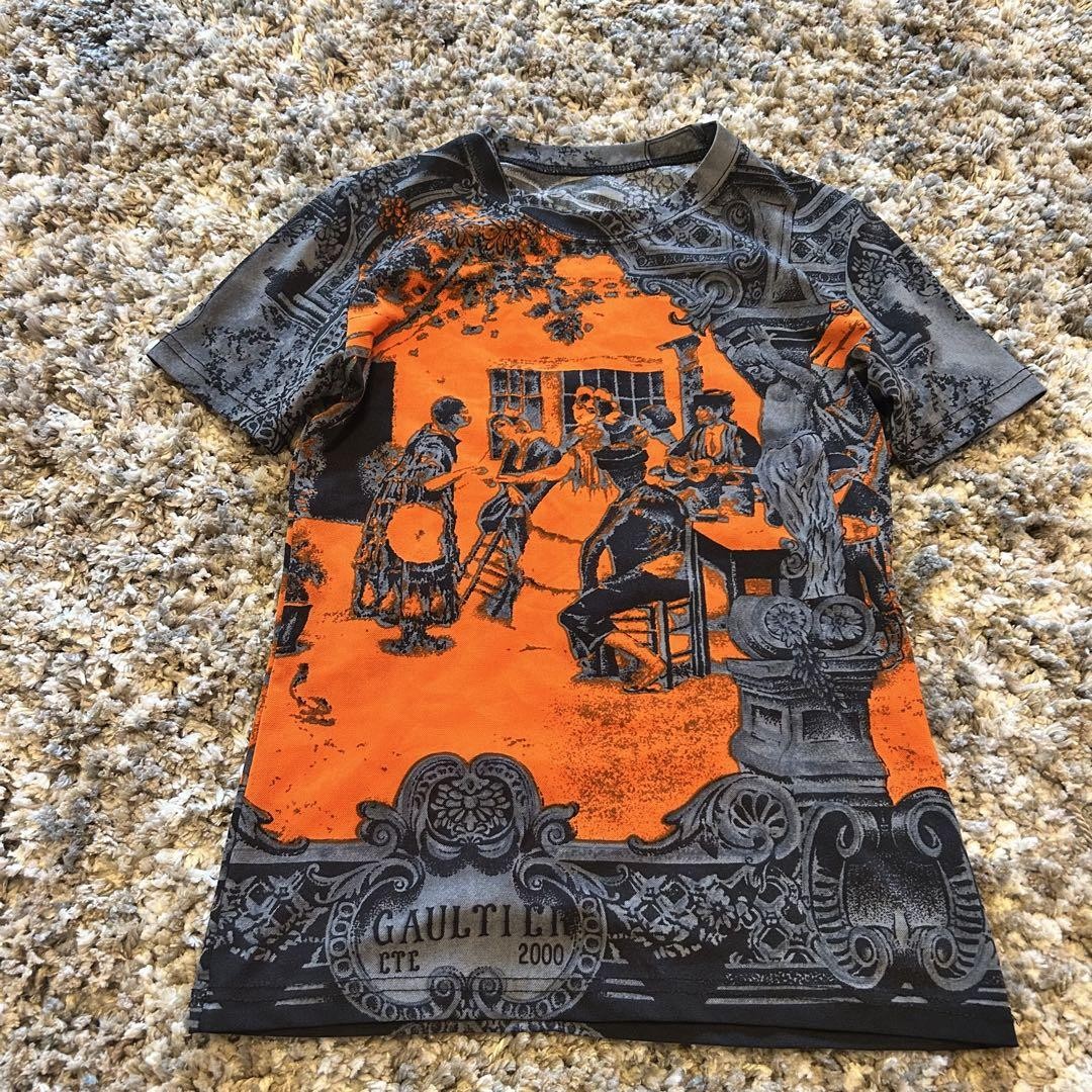 Gaultier Short Sleeve T-Shirt Sheer Power Net Orange Grey