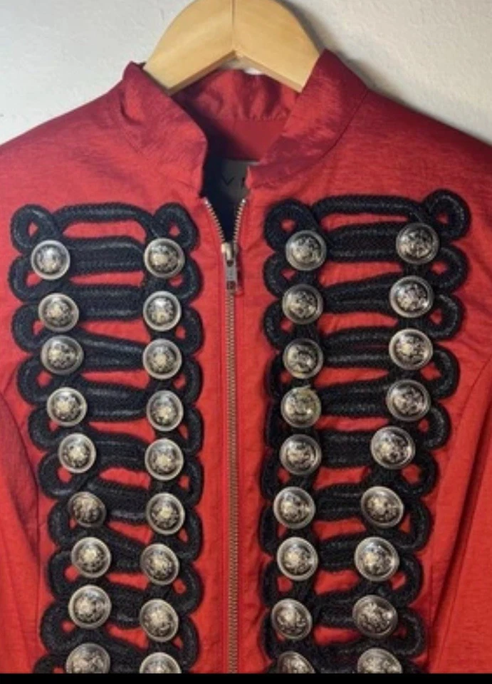 Military parade Red Chiquita Black Braiding gold J V N musician Jacket Band 4 - Image 3 of 4