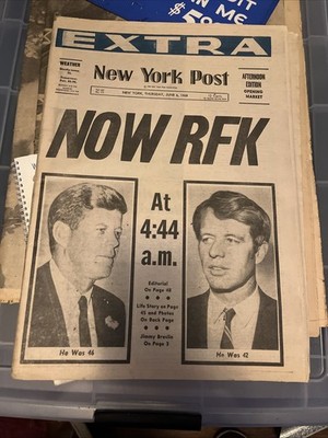 New York Post - Now RFK - Afternoon Edition Newspaper - June 6 1968