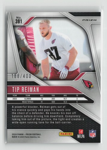 2024 Panini Prizm Tip Reiman /400 RC Pandora #391 Arizona Cardinals - Bild 2 von 2