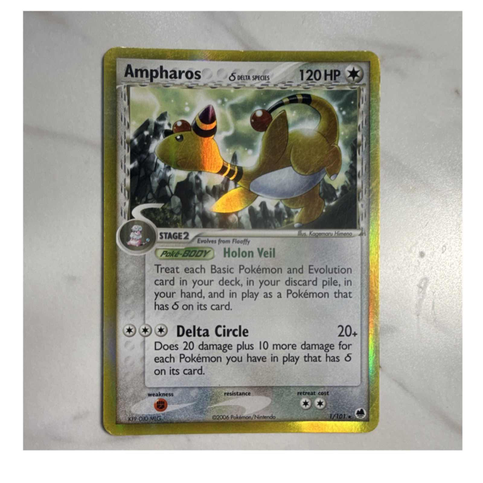 Pokémon Ampharos Delta Species EX Dragon Frontiers Reverse Holo Rare 1/101 2006