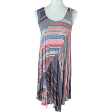Weston Striped Asymmetrical Tank Dress Small Boho Festival Swing Lightweight