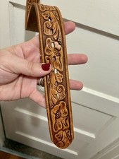 VTG Kings Western Wear Hand Tooled Cowgirl Leather Floral Men  s Belt 38  L