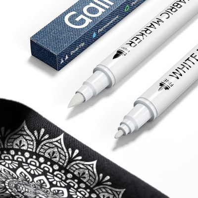 White Fabric Marker for Dark Clothes, Wash-Resistant, No Bleed, Quick Dry Profes