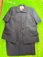 Talbots Textured Cotton Skirt Suit Set Sz 12 Black Short Sleeve
