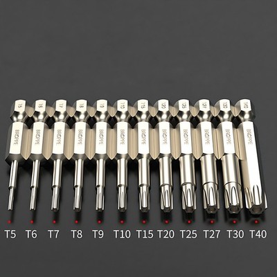 Magnetisch Torx Bit Set T5-T40 Lang 50-150mm mit Stirnloch Schraubendreher Satz